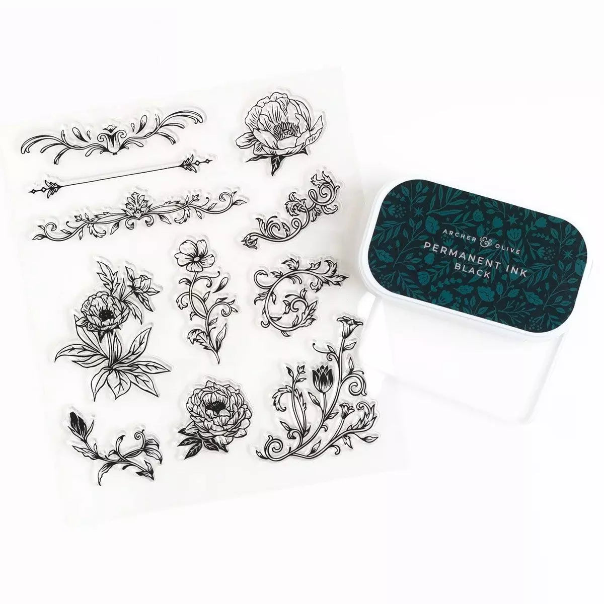 Archer & Olive - Antique Floral Stamp Set-Stempel-DutchMills