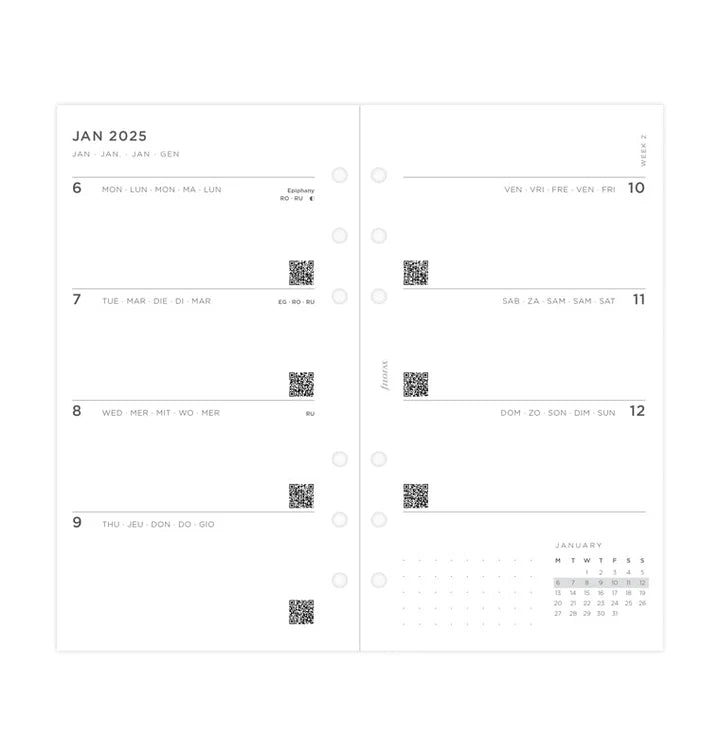 Filofax - Minimal Week on Two Pages 2025 Multilanguage - Personal Organiser Refill-Agenda-DutchMills