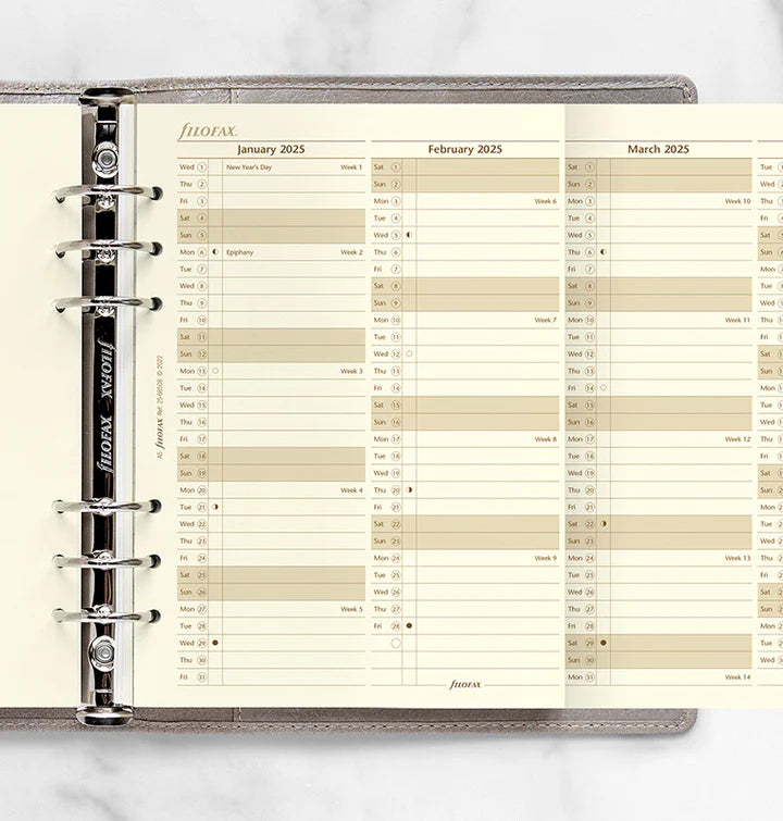 Filofax - Vertical Year Planner 2025 - Cotton Cream - English - A5 Organiser Refill-Agenda-DutchMills