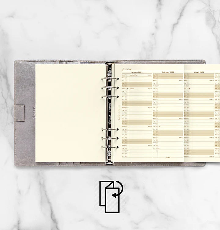 Filofax - Vertical Year Planner 2025 - Cotton Cream - English - A5 Organiser Refill-Agenda-DutchMills