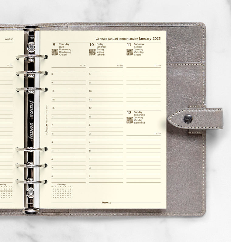 Filofax - Week On Two Pages Diary 2025 With Appointments - Cotton Cream - Multilanguage - A5 Organiser Refill-Agenda-DutchMills