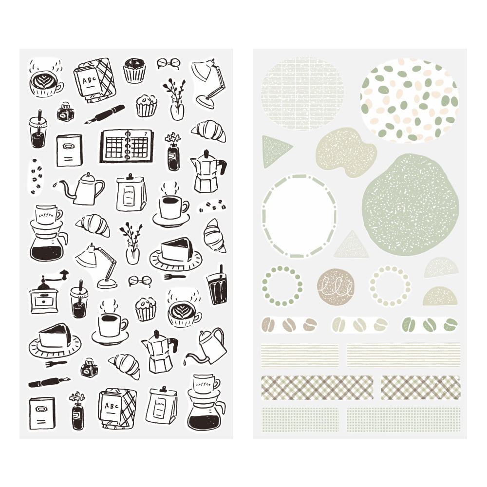 Midori - Sticker Two Sheets Monotone Café-Sticker-DutchMills