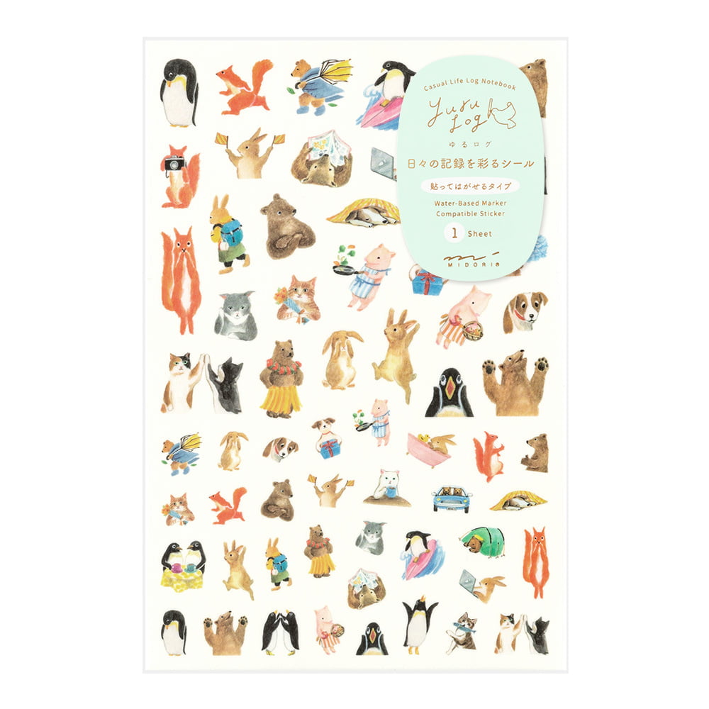 Midori - Yuru Log Sticker One Sheet Animals-Sticker-DutchMills