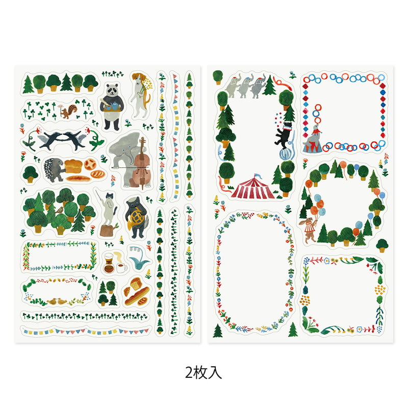 Midori - Yuru Log Sticker Two Sheets Forest Animals-Sticker-DutchMills