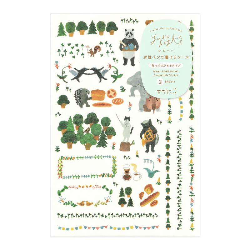 Midori - Yuru Log Sticker Two Sheets Forest Animals-Sticker-DutchMills