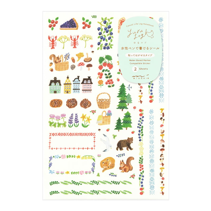 Midori - Yuru Log Sticker Two Sheets Scandinavia-Sticker-DutchMills