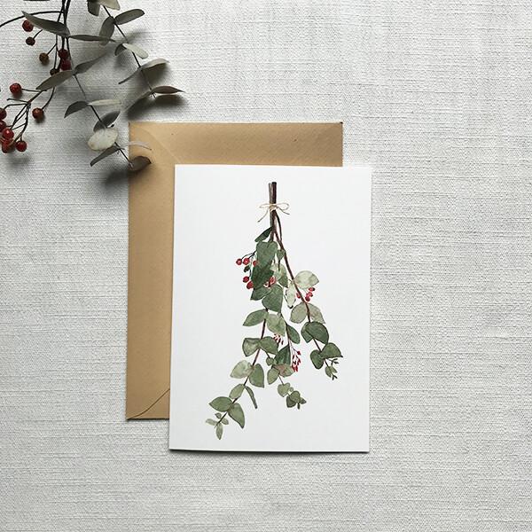 Caroline Vieira - Eucalyptus Christmas wenskaart-Kaart-DutchMills